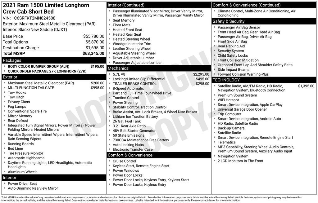 2021 Maximum Steel Metallic Clearcoat Ram 1500 Limited 4X4 Truck