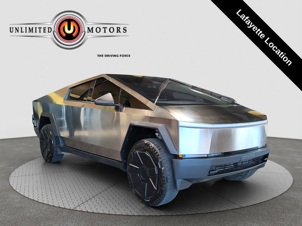 Silver 2024 Tesla Cybertruck Pickup Truck All-Wheel Drive 1-Speed Automatic