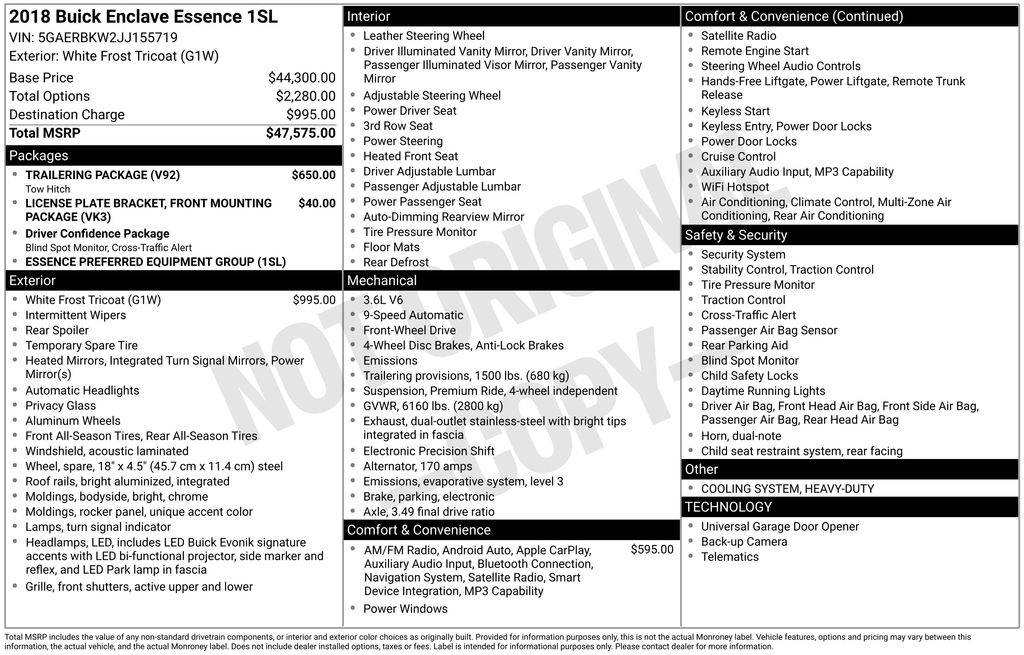 Used Car 2018 Buick Enclave  Essence For Sale Under $20,000 In Austin, Texas