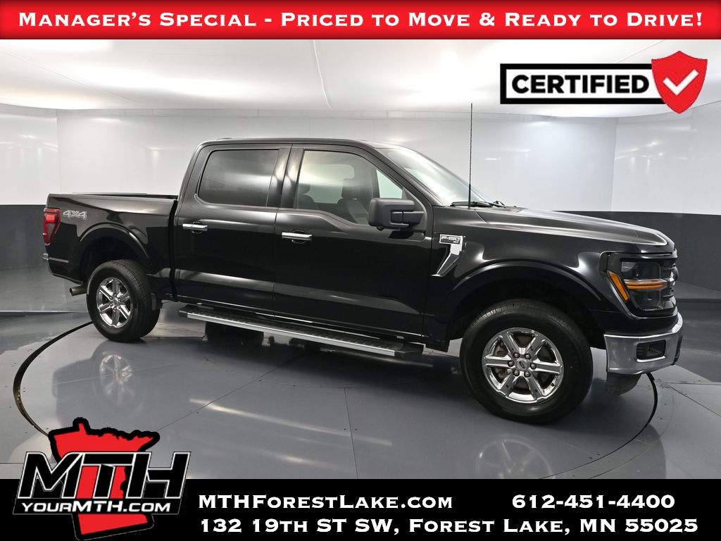 Agate Black Metallic 2024 Ford F-150 XLT SuperCrew 4WD Pickup Truck Four-Wheel Drive Automatic