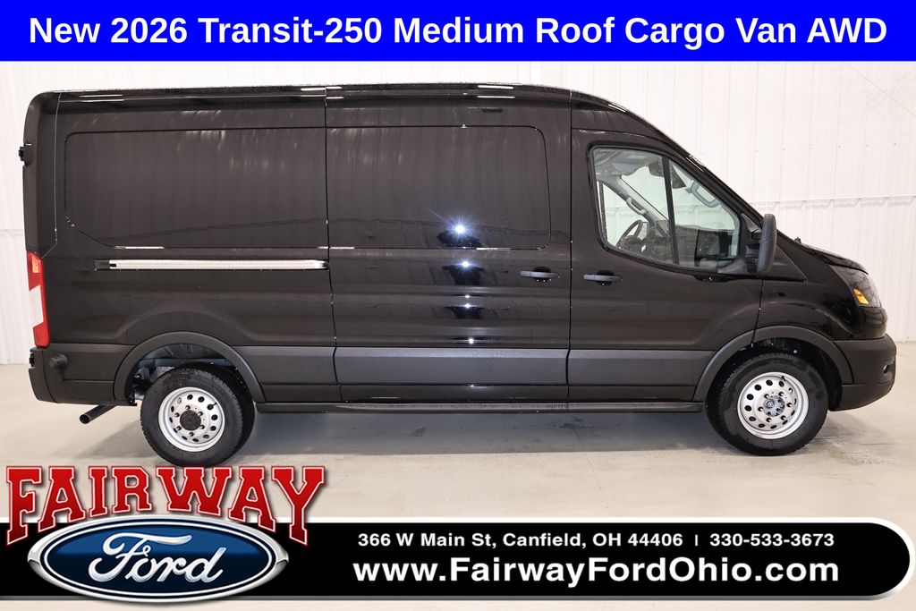 Agate Black Metallic 2026 Ford Transit Cargo 250 Medium Roof LB AWD Van All-Wheel Drive