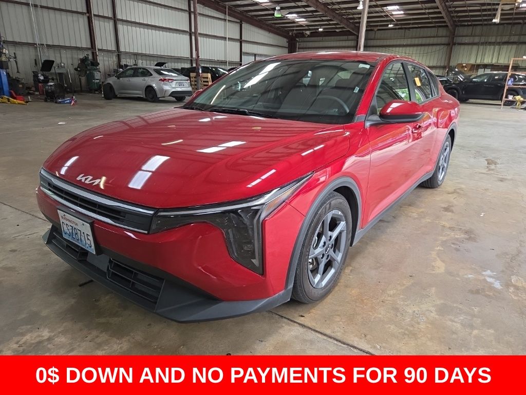 Red 2025 Kia K4 LXS FWD Sedan Front-Wheel Drive Continuously Variable Transmission