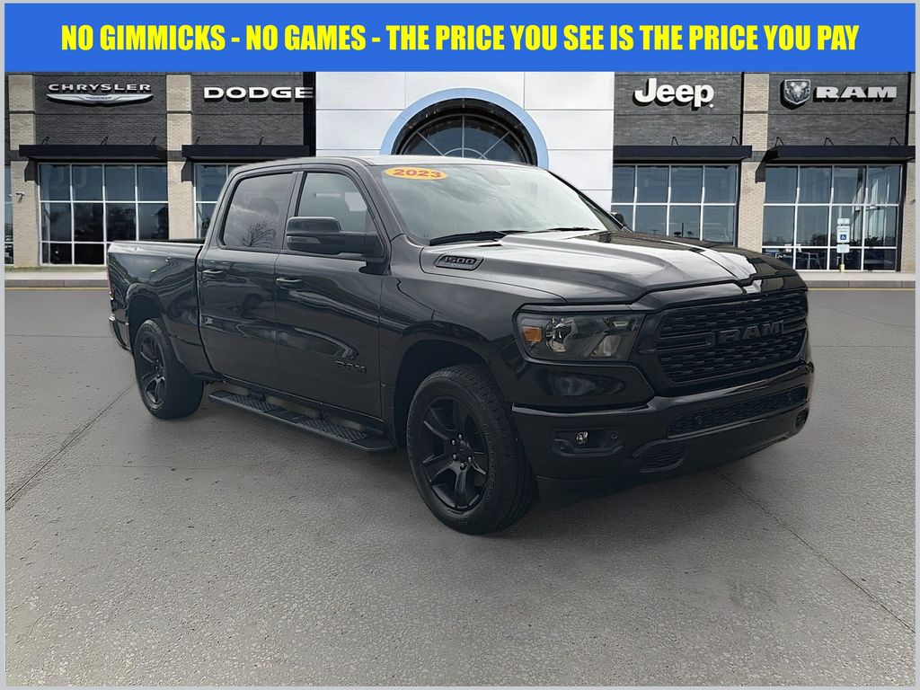 Diamond Black Crystal Pearlcoat 2023 RAM 1500 Big Horn Crew Cab 4WD Pickup Truck Four-Wheel Drive 8-Speed Automatic
