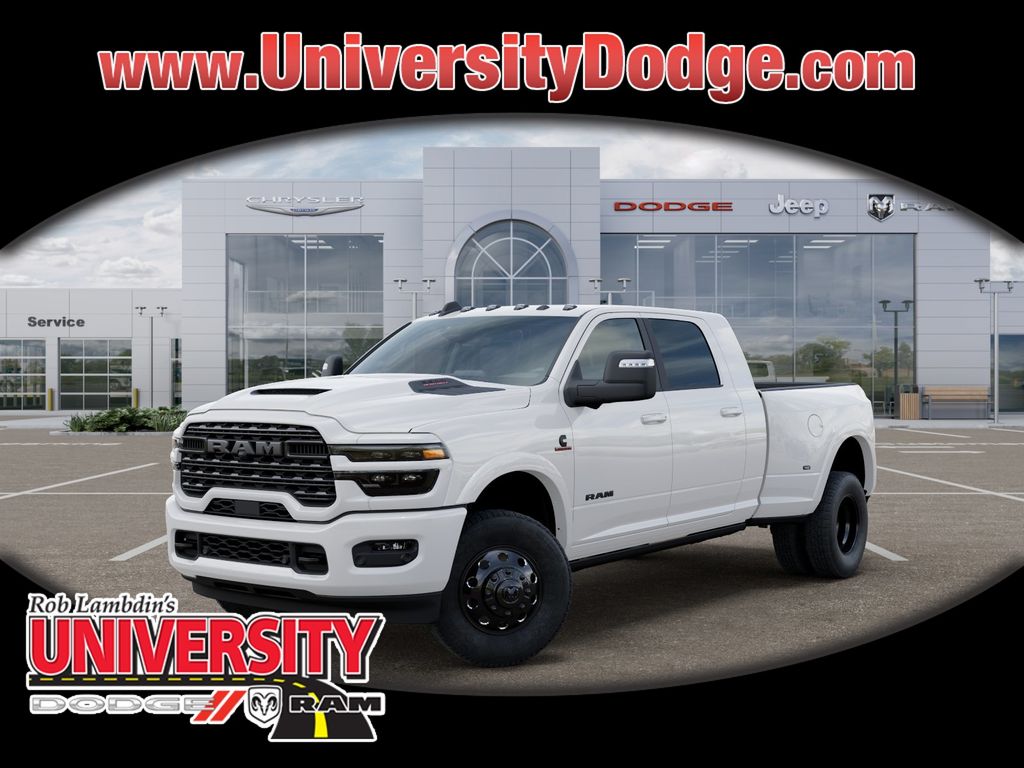 Bright White Clearcoat 2026 RAM 3500 Limited Mega Cab DRW 4WD Pickup Truck Four-Wheel Drive 8-Speed Automatic