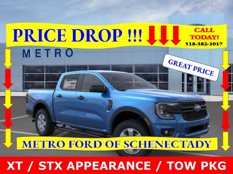 Velocity Blue Metallic 2025 Ford Ranger XL SuperCrew 4WD Pickup Truck Four-Wheel Drive Automatic