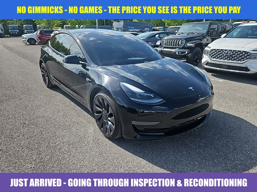 Solid Black 2021 Tesla Model 3 Performance AWD Sedan All-Wheel Drive 1-Speed Automatic