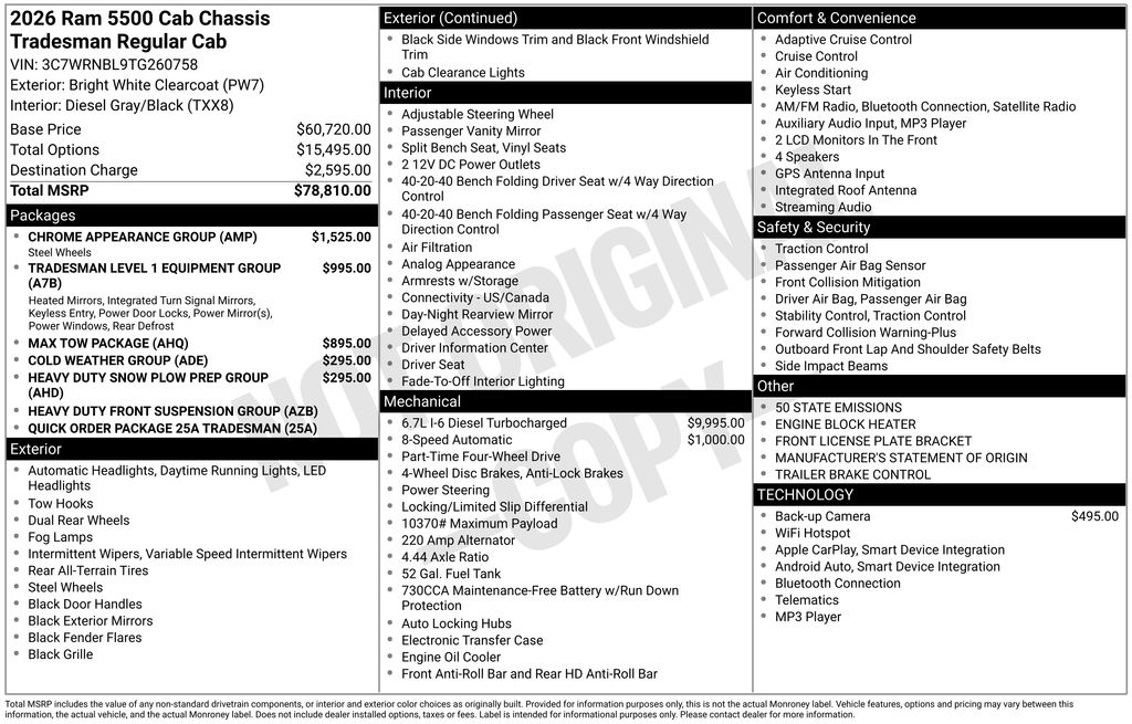 new 2026 Ram 5500HD car, priced at $95,303