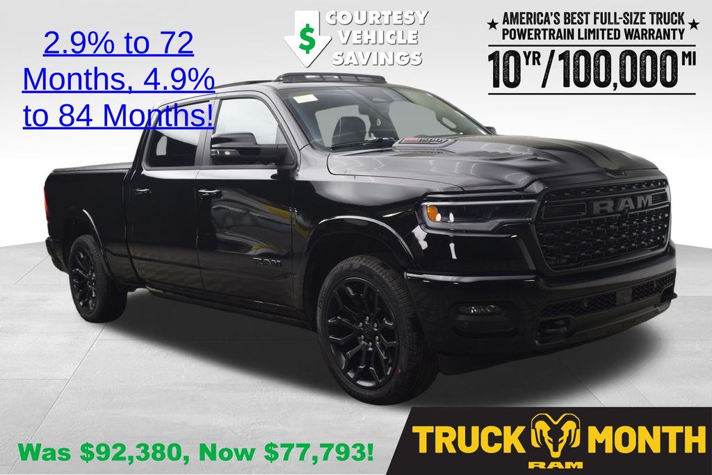 Diamond Black Crystal Pearlcoat 2026 RAM 1500 Limited Crew Cab 4WD Pickup Truck Four-Wheel Drive 8-Speed Automatic