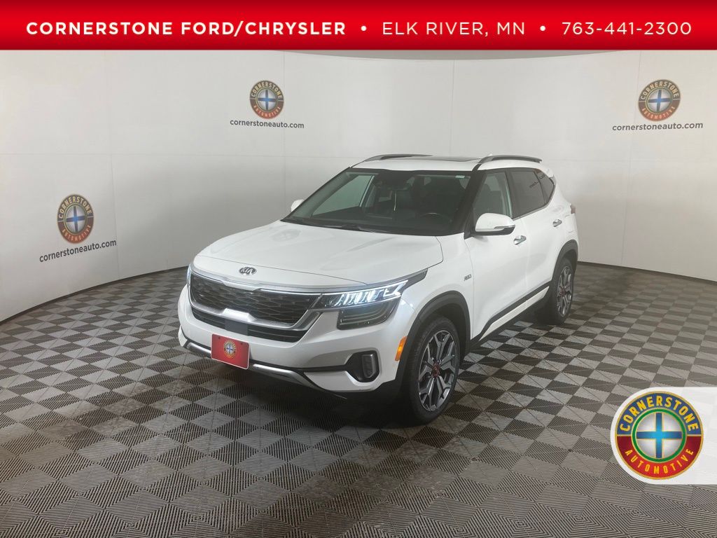 Snow White Pearl 2021 Kia Seltos SX Turbo AWD SUV / Crossover All-Wheel Drive 7-Speed Automatic