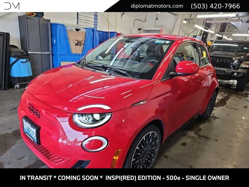 Red by (Red) 2024 FIAT 500e Hatchback 1-Speed Automatic