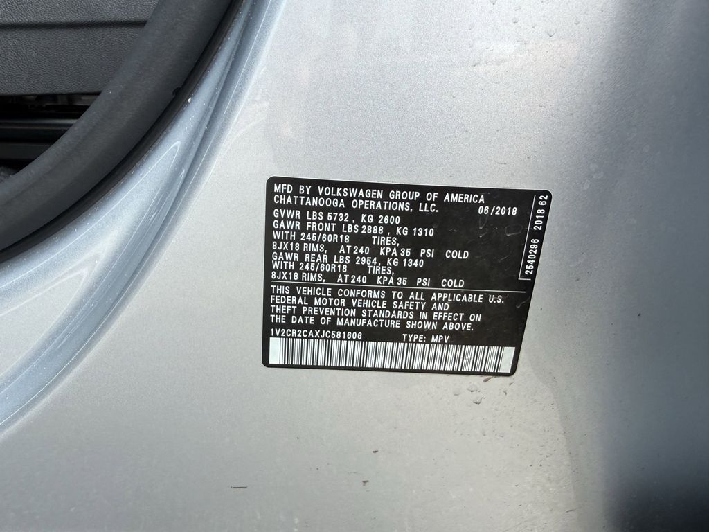 2018 Volkswagen Atlas 3.6L V6 SE Silver at Durrett Motor Company