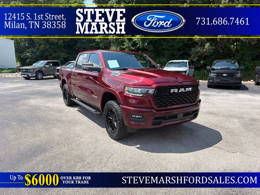 Delmonico Red Pearlcoat 2025 RAM 1500 Pickup Truck Four-Wheel Drive 8-Speed Automatic