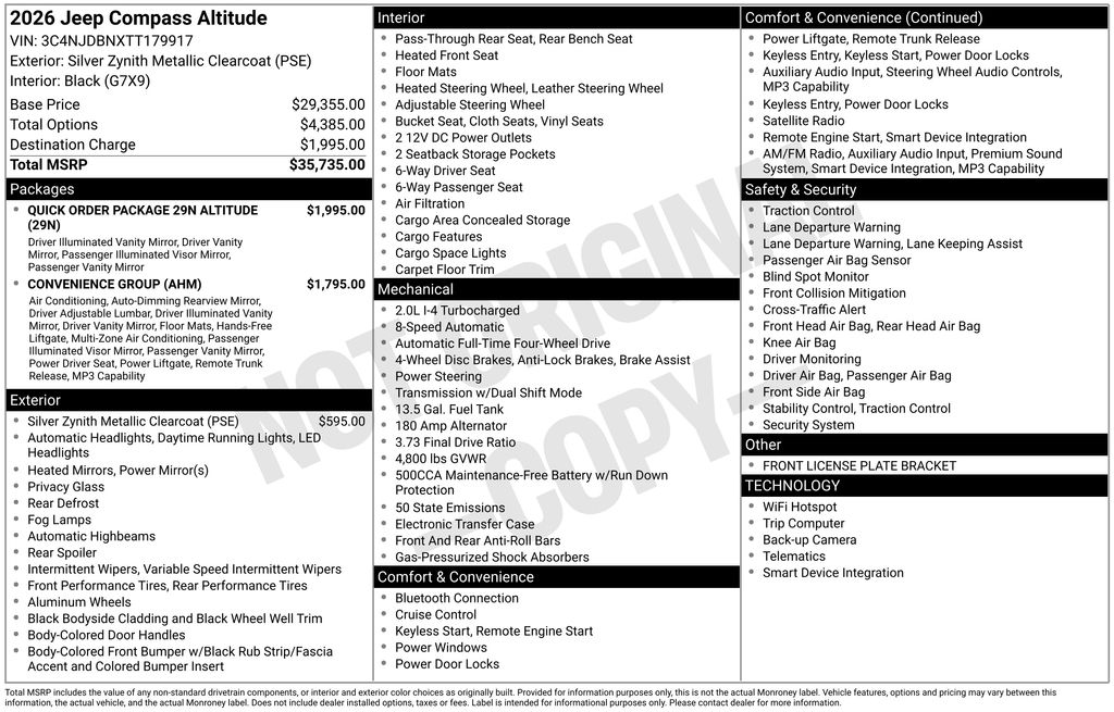new 2026 Jeep Compass car, priced at $30,795