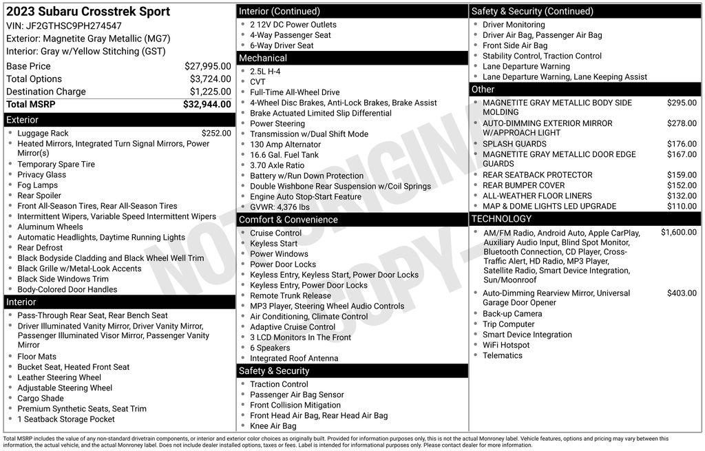 2023 Subaru Crosstrek Sport Gray at Rafferty Subaru