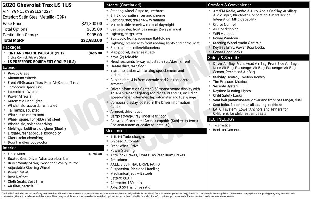2020 Chevrolet Trax LS Gray at Phil Fitts Ford