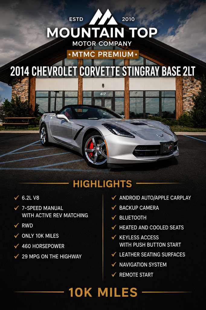 Blade Silver Metallic 2014 Chevrolet Corvette Stingray 2LT Convertible RWD Convertible Rear-Wheel Drive 7-Speed Manual