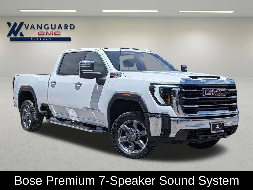 Summit White 2025 GMC Sierra 2500HD SLT Crew Cab 4WD Pickup Truck Four-Wheel Drive Automatic