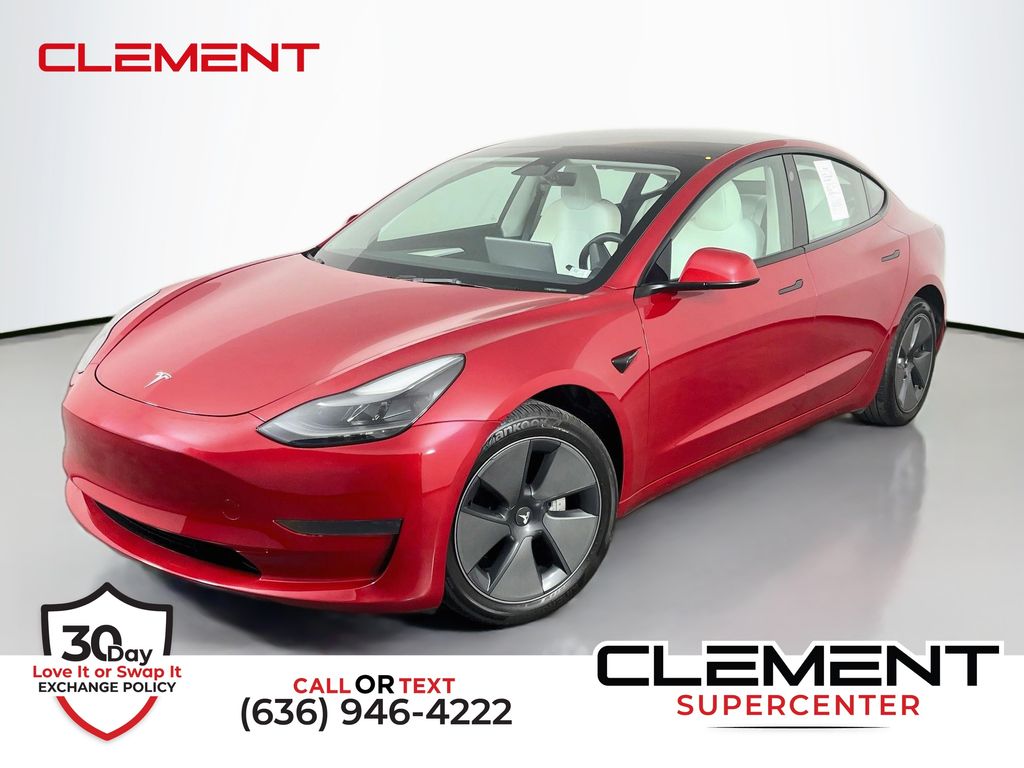 Red Multi-Coat 2023 Tesla Model 3 Sedan Rear-Wheel Drive 1-Speed Automatic