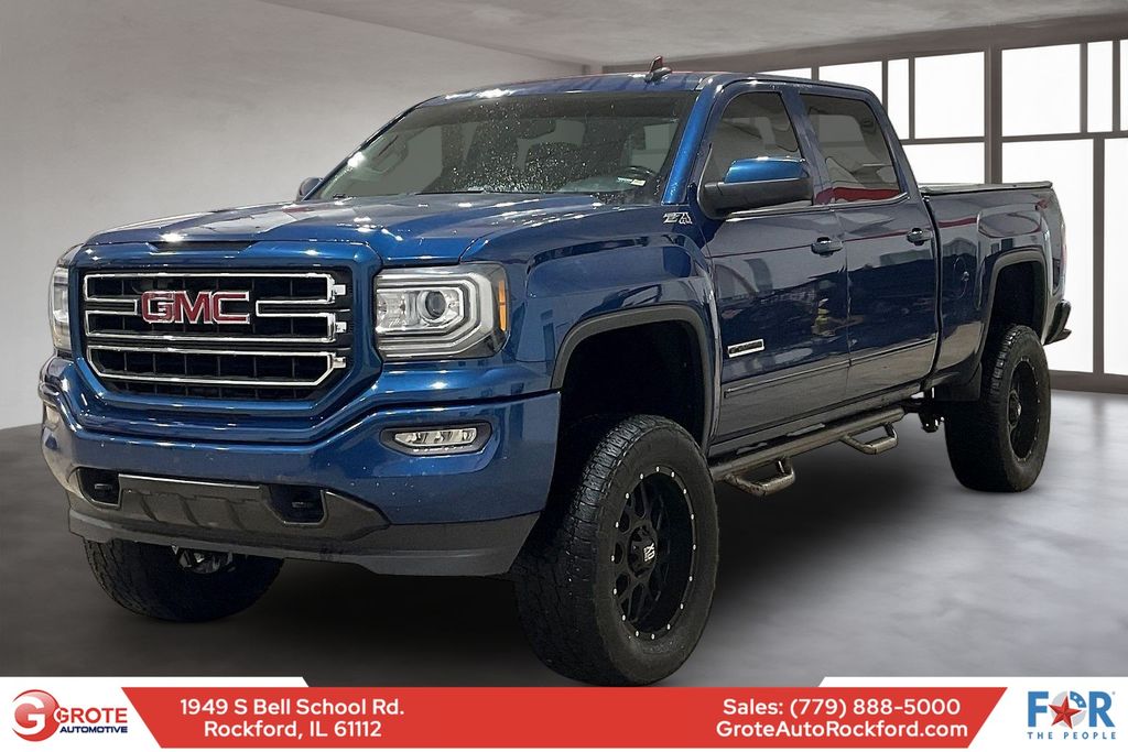 Blue 2017 GMC Sierra 1500 SLE Crew Cab 4WD Pickup Truck Four-Wheel Drive 6-Speed Automatic Overdrive