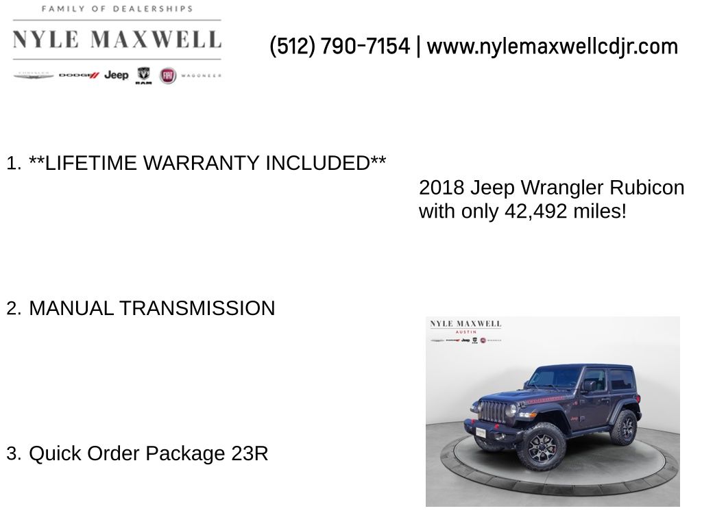 Used Car 2018 Jeep Wrangler  Rubicon For Sale Under $30,000 In Austin, Texas