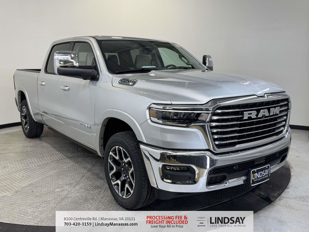 Silver Zynith 2026 RAM 1500 Laramie Crew Cab 4WD Pickup Truck Four-Wheel Drive 8-Speed Automatic