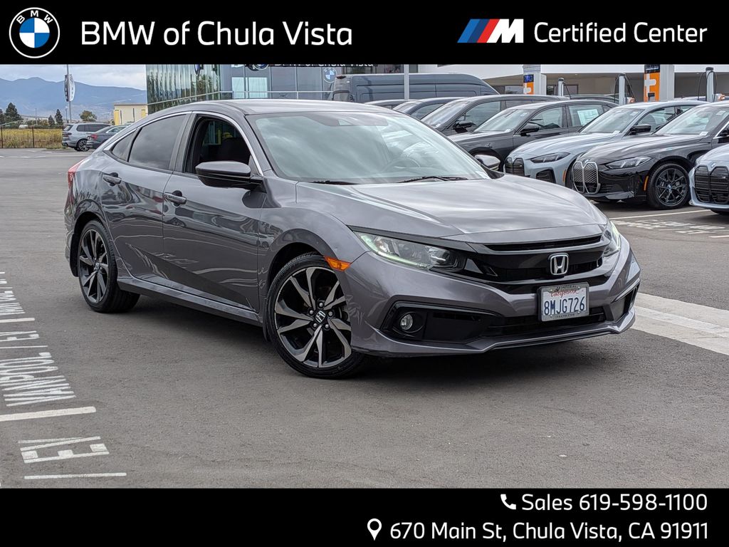 Gray 2019 Honda Civic Sport FWD Sedan Front-Wheel Drive Continuously Variable Transmission