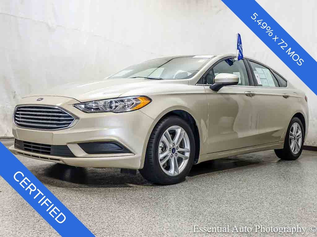 White Gold Metallic 2018 Ford Fusion Sedan Front-Wheel Drive 6-Speed Automatic
