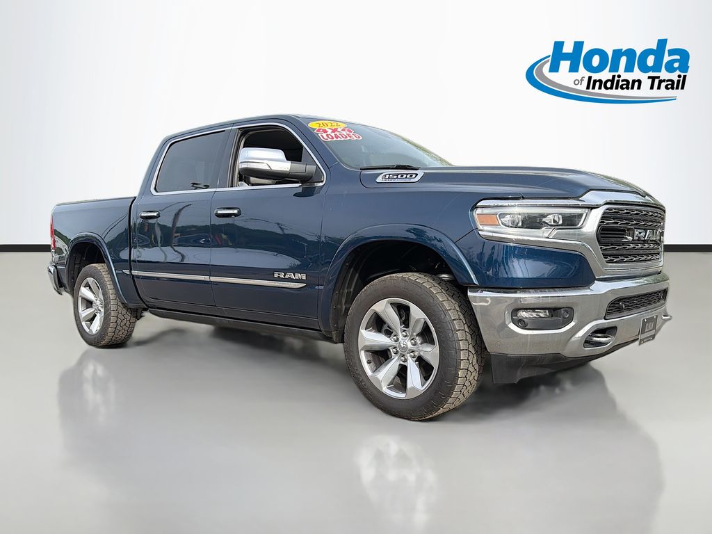 Patriot Blue Pearlcoat 2022 RAM 1500 Limited Crew Cab 4WD Pickup Truck Four-Wheel Drive 8-Speed Automatic