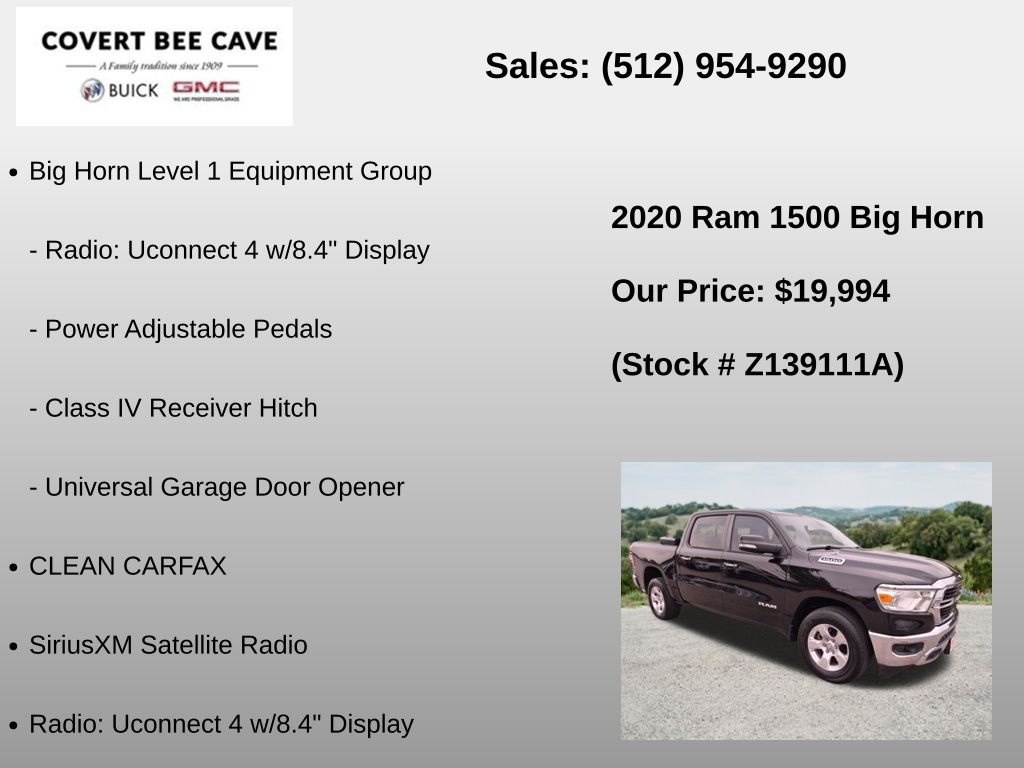 Used Car 2020 Ram 1500  Big Horn/lone Star For Sale Under $20,000 In Austin, Texas