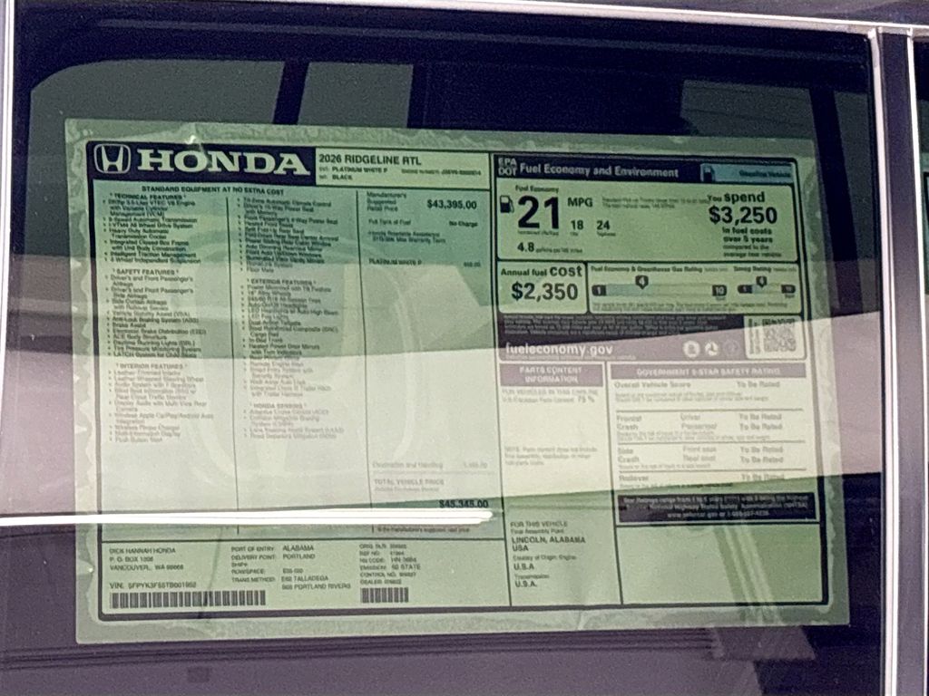 2026 Honda Ridgeline RTL