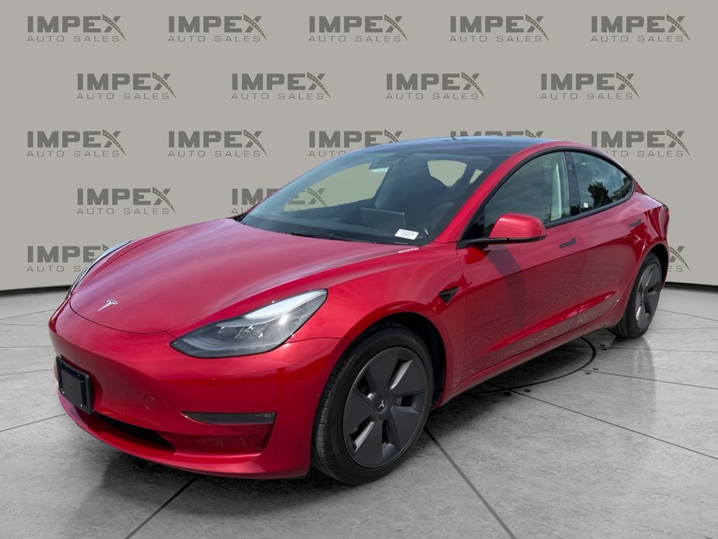 Red Multi-Coat 2022 Tesla Model 3 Sedan All-Wheel Drive 1-Speed Automatic
