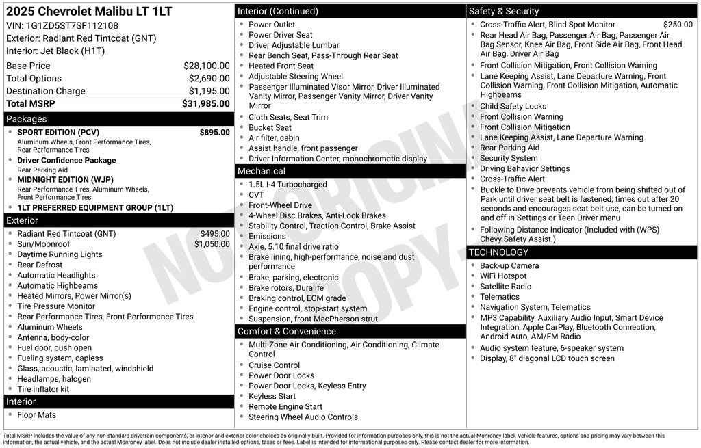Used 2025 Chevrolet Malibu LT For Sale in Fort Wayne, IN