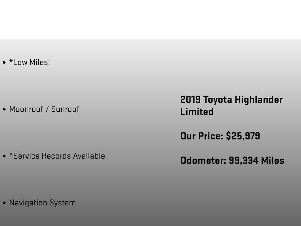 2019 Toyota Highlander Limited Black at Subaru and VW of Moon Township