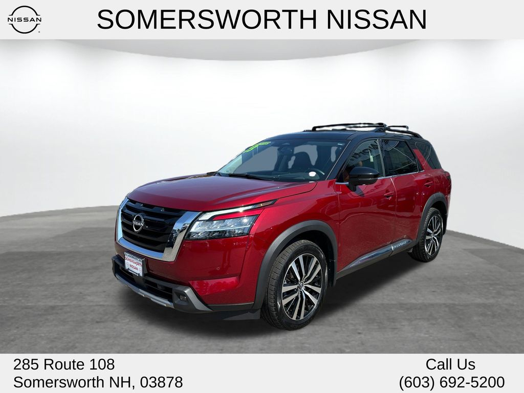 Red (Scarlet Ember Tintcoat/Super Black) 2023 Nissan Pathfinder Platinum 4WD SUV / Crossover All-Wheel Drive 9-Speed Automatic