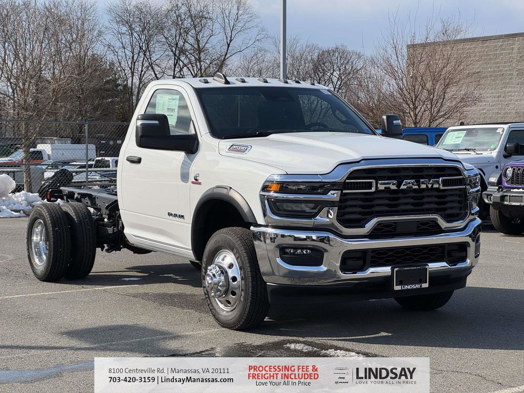 Bright White Clearcoat 2026 RAM 3500 Chassis Tradesman Regular Cab DRW 4WD Pickup Truck Four-Wheel Drive 8-Speed Automatic
