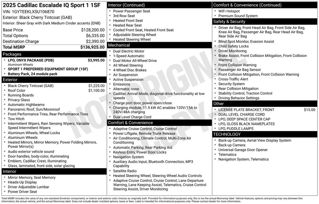 New Car 2025 Cadillac Escalade  Sport For Sale Under $130,000 In Austin, Texas