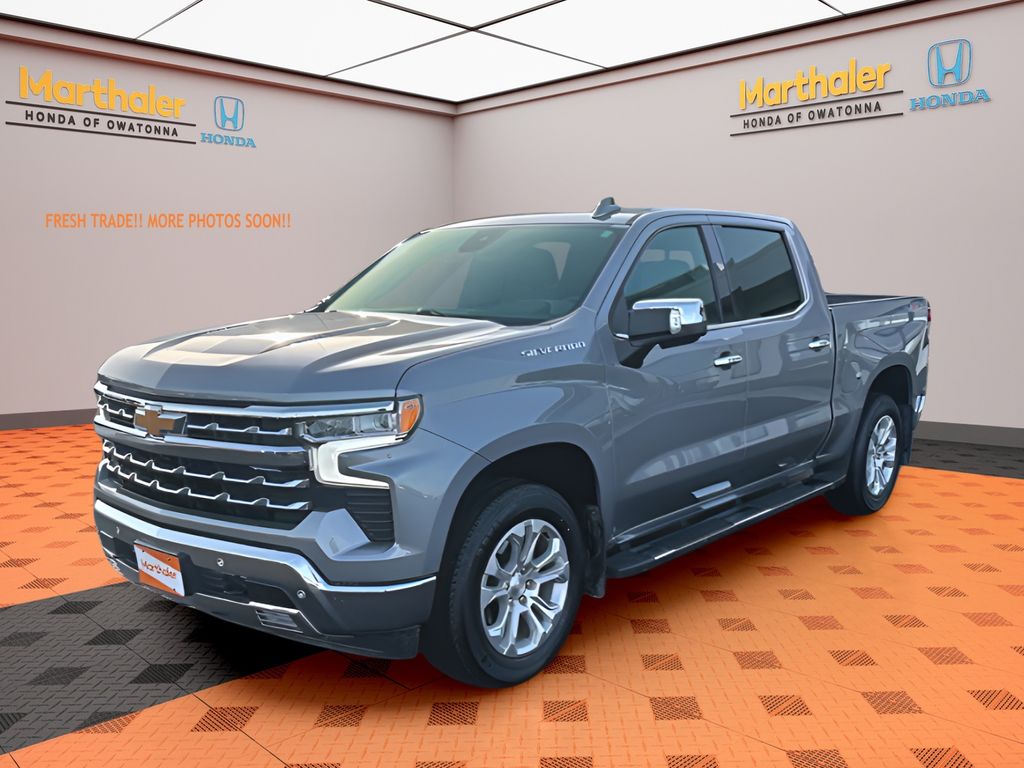 Sterling Gray Metallic 2024 Chevrolet Silverado 1500 LTZ Crew Cab 4WD Pickup Truck Four-Wheel Drive Automatic
