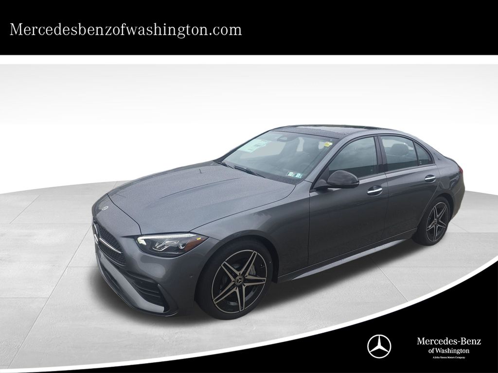 Gray (Selenite Grey Metallic) 2026 Mercedes-Benz C-Class Sedan All-Wheel Drive 9-Speed Automatic