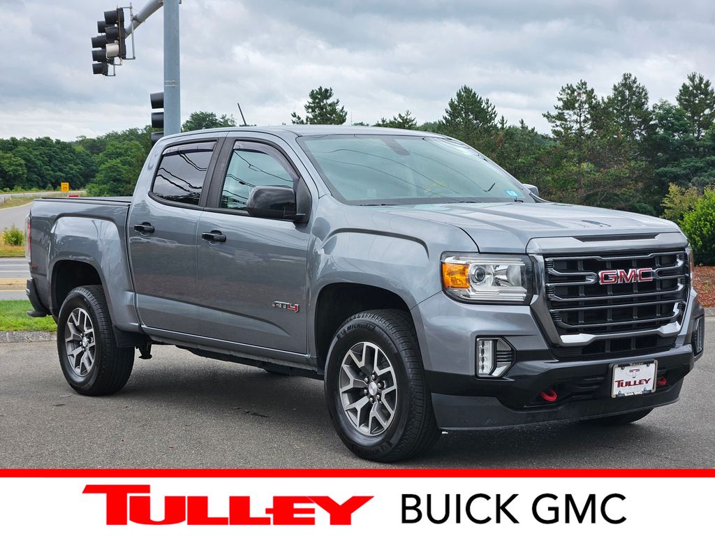 Gray (Satin Steel Metallic) 2022 GMC Canyon Pickup Truck Four-Wheel Drive 8-Speed Automatic