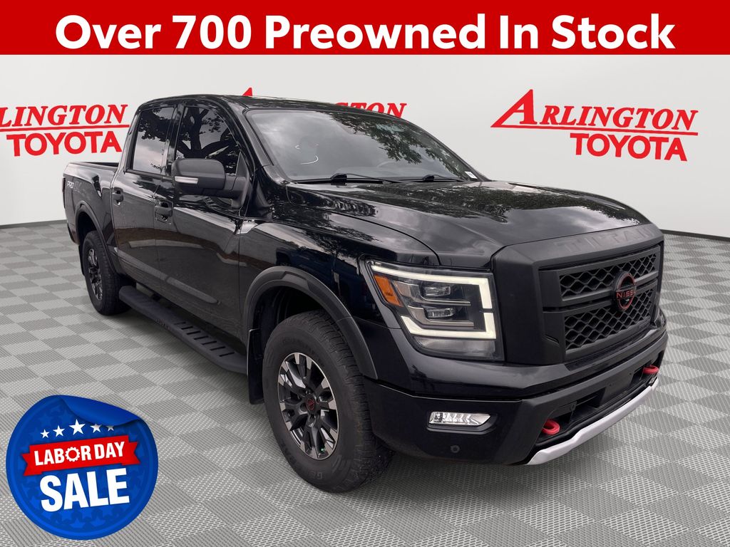 Super Black 2023 Nissan Titan Pickup Truck Four-Wheel Drive 9-Speed Automatic