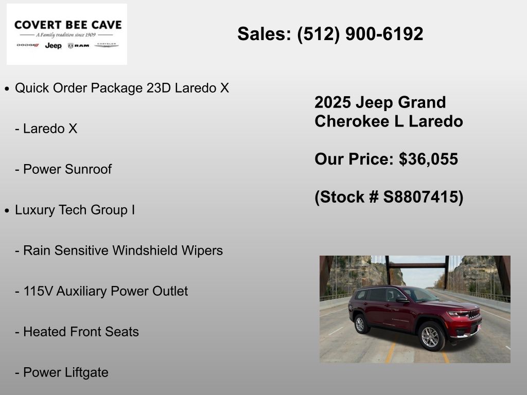 New Car 2025 Jeep Grand Cherokee L  For Sale Under $40,000 In Austin, Texas