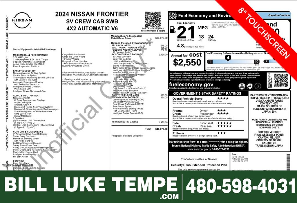 Red Alert 2024 Nissan Frontier SV Crew Cab RWD Pickup Truck 4X2 9-Speed Automatic Overdrive