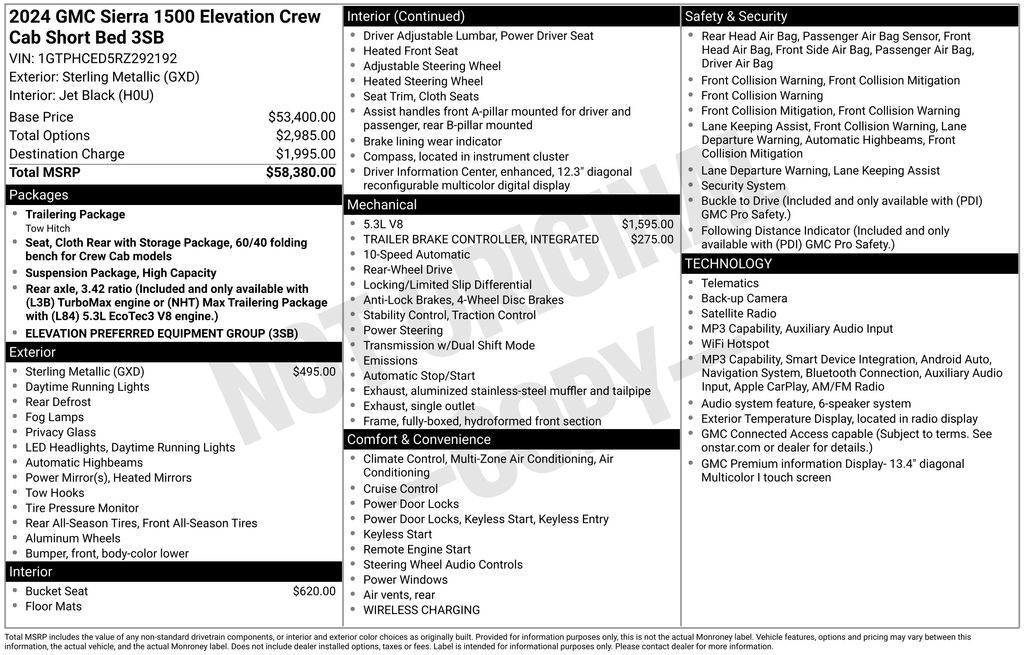 Used Car 2024 Gmc Sierra 1500  Elevation For Sale Under $50,000 In Austin, Texas