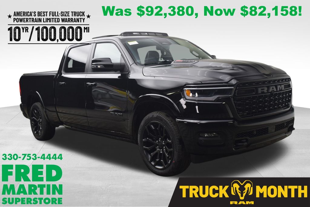 Diamond Black Crystal Pearlcoat 2026 RAM 1500 Limited Crew Cab 4WD Pickup Truck Four-Wheel Drive 8-Speed Automatic