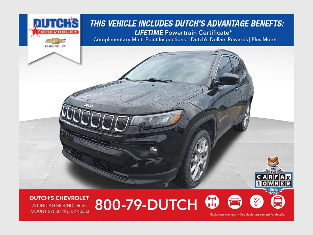 Diamond Black Crystal Pearlcoat 2022 Jeep Compass SUV / Crossover Four-Wheel Drive 9-Speed Automatic