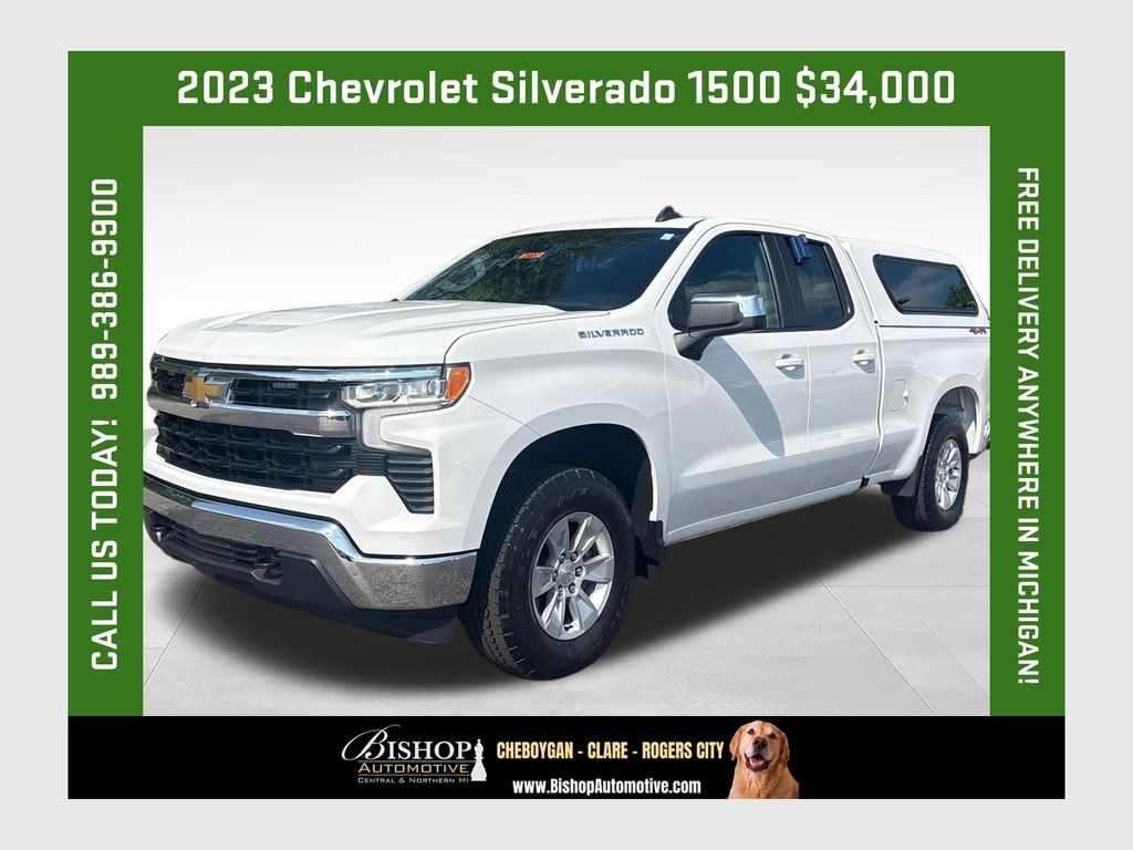 Summit White 2023 Chevrolet Silverado 1500 Pickup Truck Four-Wheel Drive Automatic