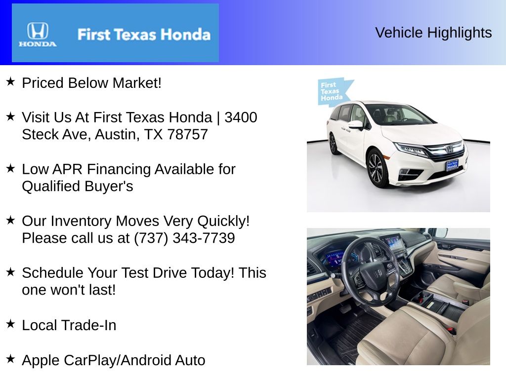 Used Car 2019 Honda Odyssey  Elite For Sale Under $30,000 In Austin, Texas