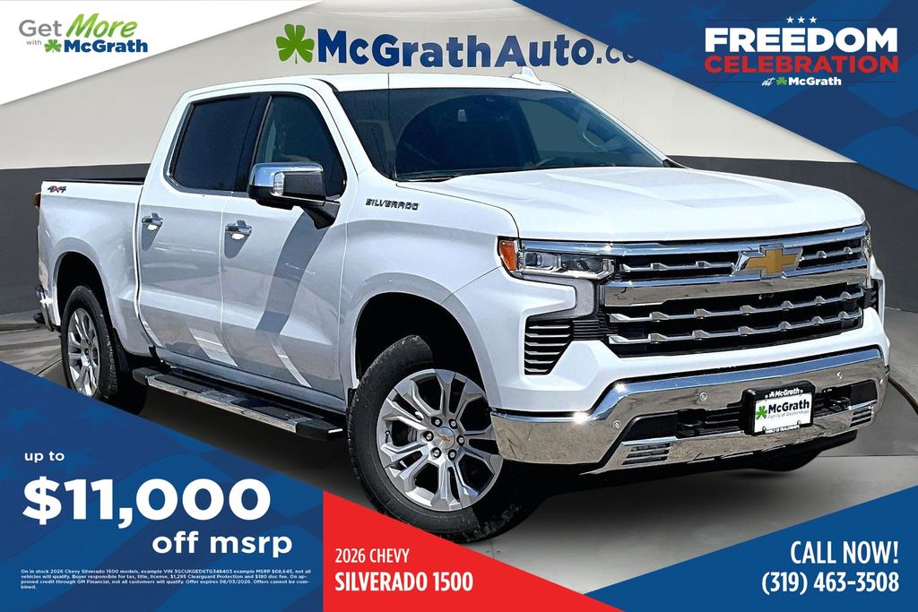 Polar White Tricoat 2026 Chevrolet Silverado 1500 Pickup Truck Four-Wheel Drive Automatic