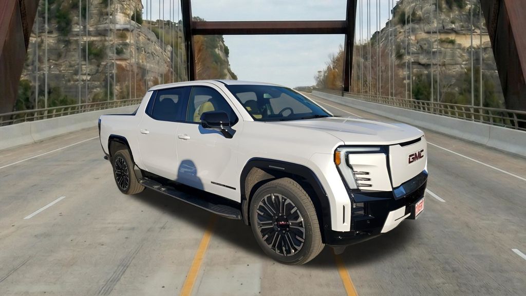 Glacier White 2026 GMC Sierra EV Denali Crew Cab (Standard Range) e4WD Pickup Truck All-Wheel Drive 1-Speed Automatic