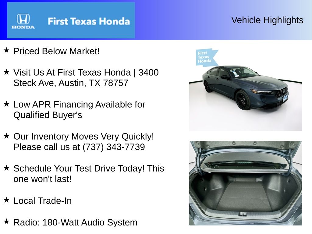 Used Car 2025 Honda Accord  Se For Sale Under $30,000 In Austin, Texas